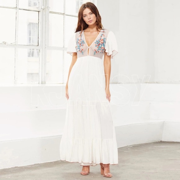 Positano Bohemian Embroidered Swim Cover Up - Picture 4 of 8